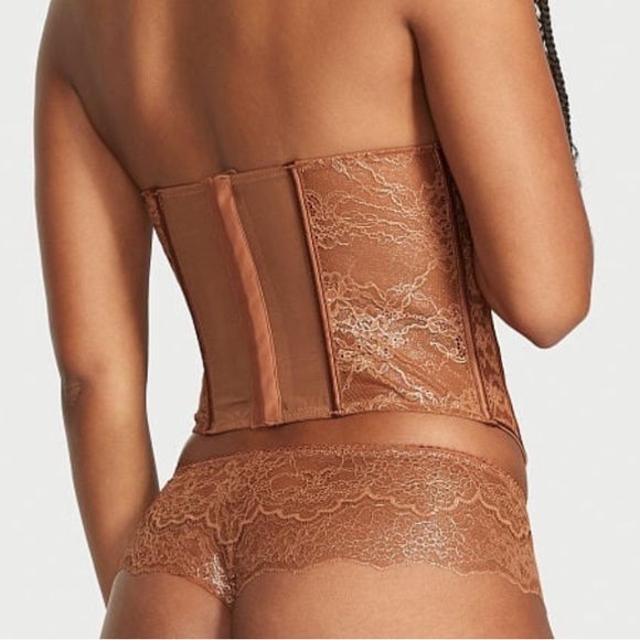 •NWT Victoria’s Secret Open Cup Golden Brown Lace Up Corset | Large - Picture 8 of 8